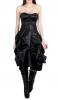 Robe corset satin noir lgante jupe plisse et sacoche sur le ct gothique steampunk 288