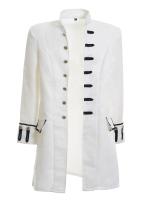 Veste blanche  motif, bordure noire et boutons dors, lgant aristocrate victorien