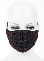 Masque mode en tissu rouge avec broderie noire, gothique lgant