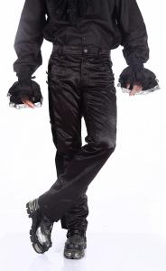 Pantalon noir avec motif floral sur le ct lgant gothique steampunk 2
