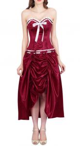 Robe corset satin bordeau rouge vin lgant burlesque vintage pinup 2