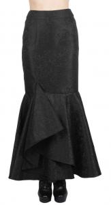 Longue jupe brocart noir lgante gothique avec volants 1