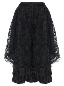 Jupe noire en satin recouvert de tulle  motif lgant gothique burlesque 1