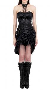 Robe corset satin noir avec harnais et pochette 247, gothique rock 1