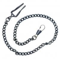 STEAMPUNK STORY Pocket watch dark grey black metal chain, 34 cm, pocket chain or jeans