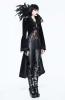 STEAMPUNK STORY ECT004 Black jacket tailcoat with embroidery trim and feathered collar, gothic aristocrat