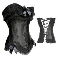 Black fancy corset with lace, bows and lacing